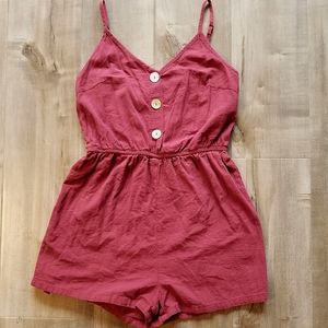 Burgundee button romper, Women's size S